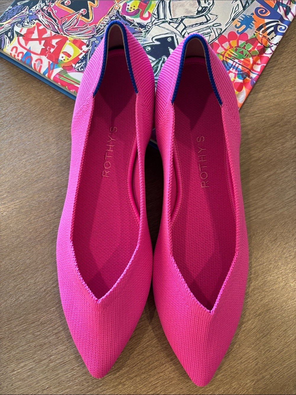 Rothy's Women's Pointed Knit Flats — Fuchsia Pink, new without box - Picture 2 of 5